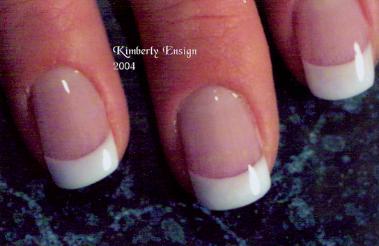 Pink and White Sculpted Acrylic Nail by Kim Ensign